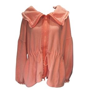 Free People FP Movement Hit The‎ Slopes Fleece Jacket Coral Pink XS Full Zip
